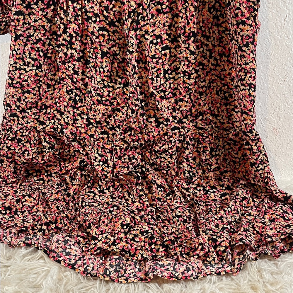 H&M Ditsy Floral Crepe Long Midi Peasant Dress Size XS - Picture 7 of 9